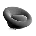 Modern Stylish Single Sofa with Light Brown and Dark Gray Round Curved Upholstered Seat Design