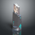 Futuristic Metallic Weapon With Sleek Design And Blue Light Indicators 3d model