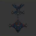 Futuristic Sci Fi Spaceship Design With Blue Red Accents And Multiple Engines 3d model