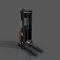 Industrial Stacker Truck Black Orange With Red Warning Light Control Panel And Fork Base