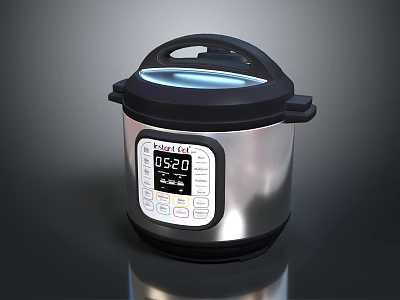 Modern Stainless Steel Electric Pressure Cooker With Digital Display And Control Panel 3d model