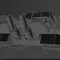 Detailed Military Tank Model With Gun Barrel Tracks And Structural Details