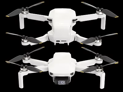 White Drone With Multiple Rotors And Camera For Aerial Photography 3d model