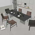 Elegant Modern Dining Table Set With Brown Black Chairs And Glass Top