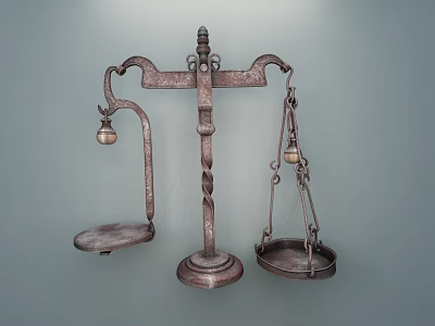 Vintage Commercial Weighing Balance Scale With Metal Body And Dual Hanging Pans 3d model