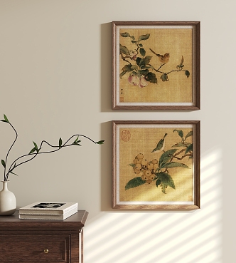 New Chinese Style Retro Hanging Painting 3d model