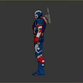 Red And Blue Armored Superhero Figure With Star Emblem And Backpack