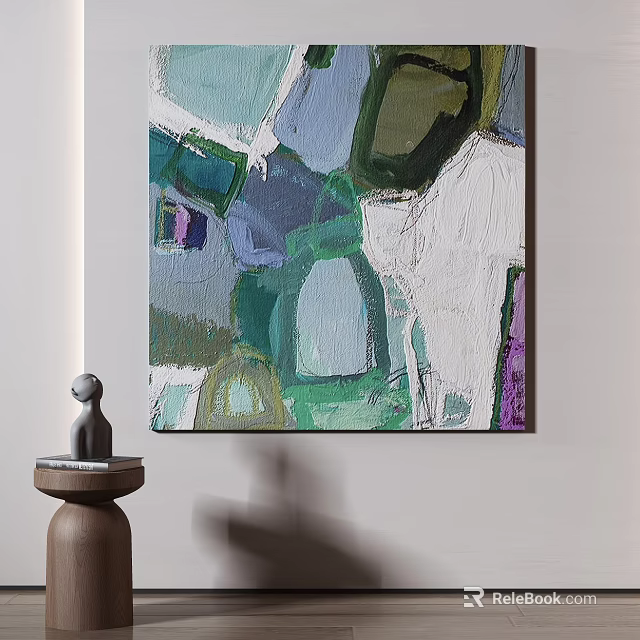 Abstract Wall Art Painting With Colorful Forms And Decor 3d model