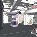 Kid Friendly Dessert Restaurant With Ice Cream Display Cases And Pink Car Decor