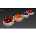 Fresh Mixed Fruits in Stone Bowls with Cranberries Apricots Blueberries and Raspberries