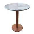 Modern Round Coffee Table With White Marble Tabletop And Copper Metal Base 3d model