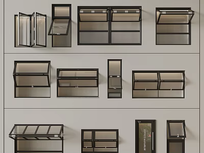 Various Window Frame Designs With Different Styles And Glass Panels For Home Use 3d model