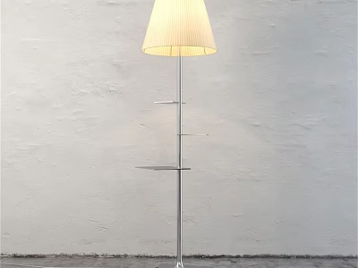 Modern Floor Lamp With Soft White Shade And Sleek Metal Frame Against White Wall 3d model