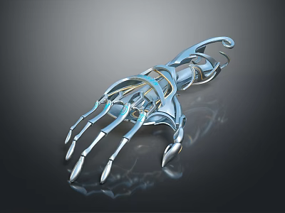 Advanced Robotic Hand With Metallic Structure And Articulated Mechanical Joints 3d model