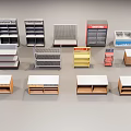 Diverse Retail Store Shelves Collection Featuring Metal Wooden Multi Tiered And Colorful Designs