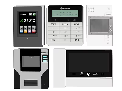 Modern Video Doorbells With Digital Keypad And Screen Multiple Designs For Home Security 3d model