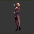 Animated Female Character With Orange Hair Elaborate Purple Outfit In Dynamic Pose