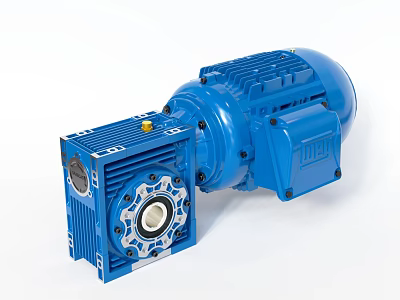 Blue Industrial Gear Motor Reducer With Metal Housing And Efficient Performance 3d model
