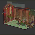 Vibrant Cartoon Scene With Waterfall Pond Lily Pads Slide Archway And Green Vines