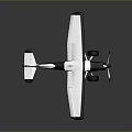 Black And White Model Airplane With Wings Wheels And Propeller On Display Stand