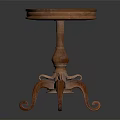 Traditional Wooden Round Top Table With Carved Pedestal And Curved Legs Design