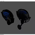 Two Wall Mounted Air Cooler Fans With Black Frame And Blue Blades