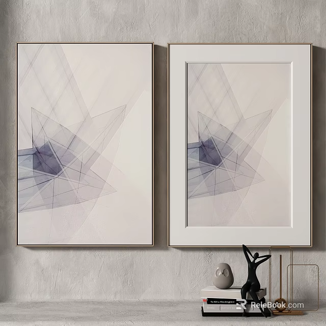 Modern Geometric Inflatable Decorative Pieces With White Edges For Gray Wall 3d model