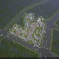 Modern Office Building Complex with Green Roofs and Contemporary Architectural Design in Urban Area