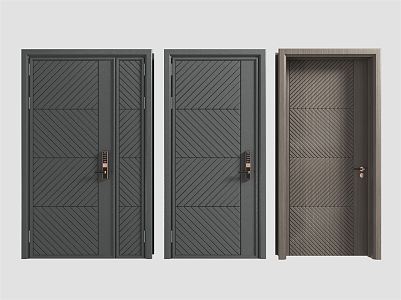 Modern security door entry door combination 3d model