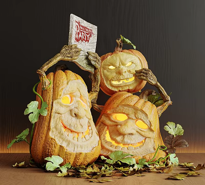 Modern Pumpkin Head Ornament 3d model