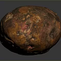 Roasted Sweet Potato With Charred Surface And Orange Red Hue On Dark Reflective Background