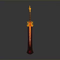 Fiery Flaming Sword Weapon Featuring Red Orange Blade And Decorative Hilt