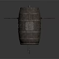 Wooden Barrel Shaped Water Vehicle With Small Windows Tower Like Structure And Paddle