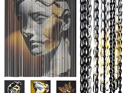 Decorative Chain Curtain with Black and Gold Design for Artistic Home Decor 3d model