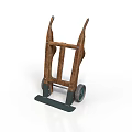 Traditional Wooden Handcart With Two Wheels And Simple Frame Structure Design