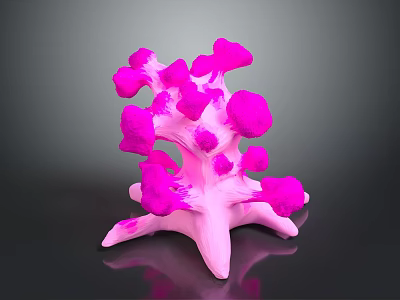 Aquatic Animals In Pink Coral Reef Structure With Shiny Reflective Surfaces And Vibrant Hues 3d model