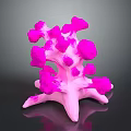 Aquatic Animals In Pink Coral Reef Structure With Shiny Reflective Surfaces And Vibrant Hues