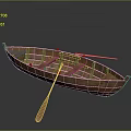 Vintage Wooden Boat With Single Oar And Rustic Details On Dark Background
