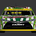 Green And White NASCAR Race Car With Number 18 And Nationwide Sponsor Logos