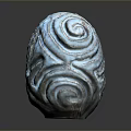 Artistic Blue Decorative Sculpture With Swirl Patterns And Textured Surface 3d model