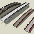 Various Bridge Designs Featuring Different Structural Elements And Railings 3d model