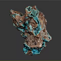 Natural Turquoise And Brown Mineral Specimen With Crystalline Structure And Rough Surface