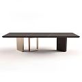 Modern Dining Table With Dark Tabletop And Geometric Metal Legs Design 3d model