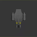 Sci-Fi Spaceship 3D Model With Streamlined Metallic Body Yellow Stripes And Twin Engines