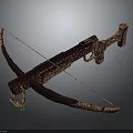Ornate Carved Bow With Intricate Patterns And Golden Accents Design