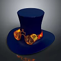Stylish Dark Blue Top Hat With Golden Decorative Glasses As Practical Daily Life Accessory