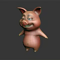 Red Cartoon Pig Game And Movie Character With Big Ears Smiling Expression And Round Belly