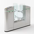 Modern Access Control Turnstile With Glass Barriers And Silver Metal Design