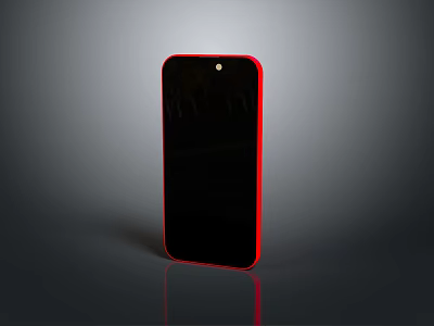 Stylish Red Frame Laptop With Black Screen And Reflective Surface Design 3d model