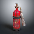 Vintage Red Metal Fire Extinguisher As Essential Fire Safety Equipment With Nozzle And Strap